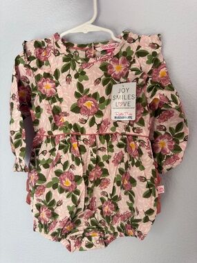 RuffleButts RuggedButt Blushing Posies Waterfall Bubble Romper